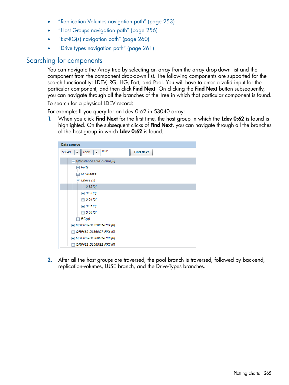 Searching for components | HP XP Performance Advisor Software User Manual | Page 265 / 417