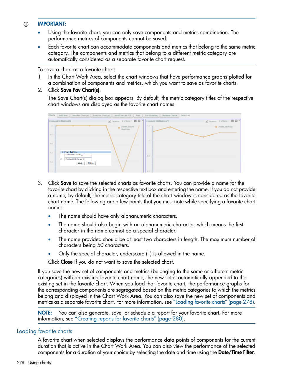 Loading favorite charts | HP XP Performance Advisor Software User Manual | Page 278 / 417