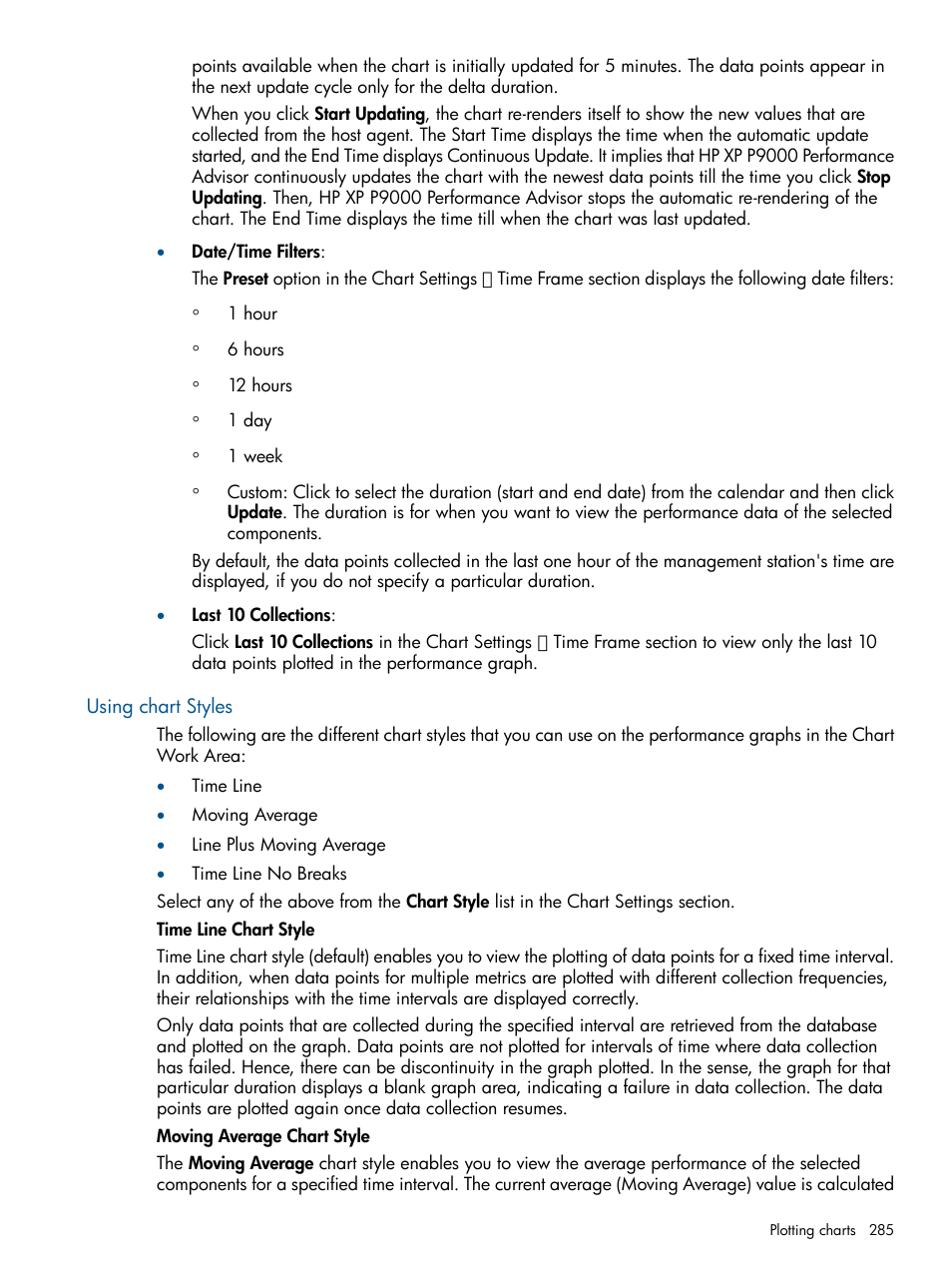 Using chart styles | HP XP Performance Advisor Software User Manual | Page 285 / 417