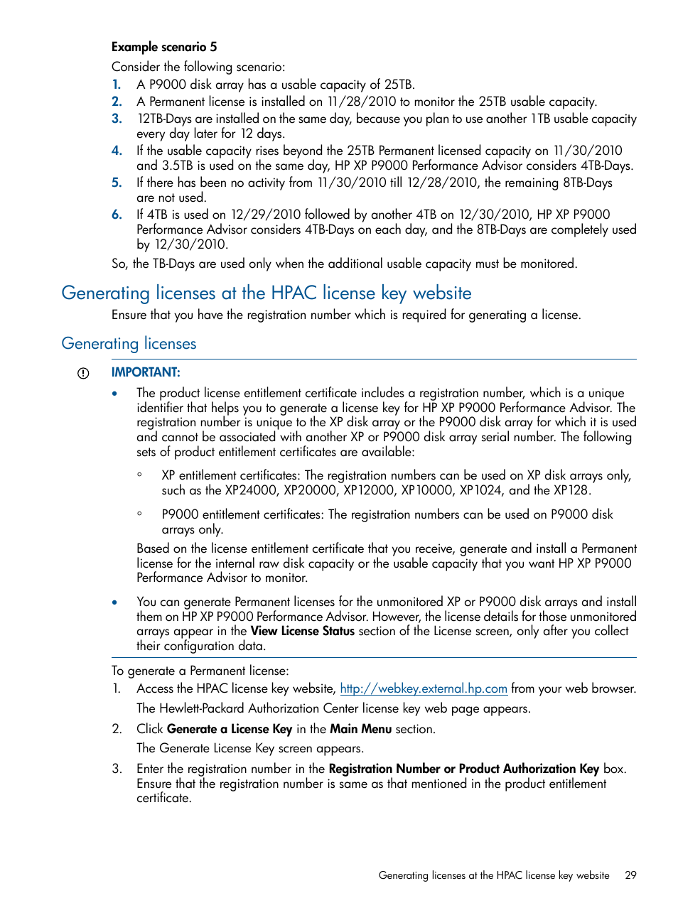 Generating licenses | HP XP Performance Advisor Software User Manual | Page 29 / 417
