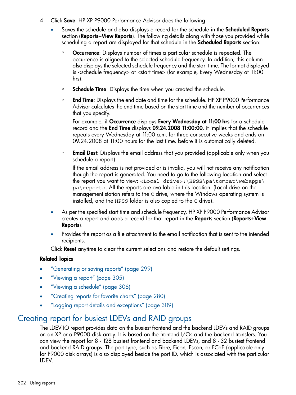 Creating report for busiest ldevs and raid groups | HP XP Performance Advisor Software User Manual | Page 302 / 417