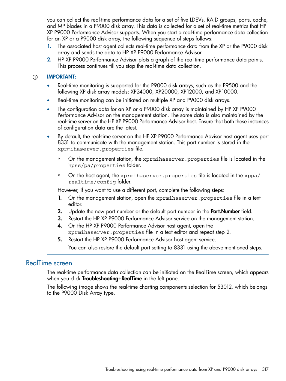 Realtime screen | HP XP Performance Advisor Software User Manual | Page 317 / 417