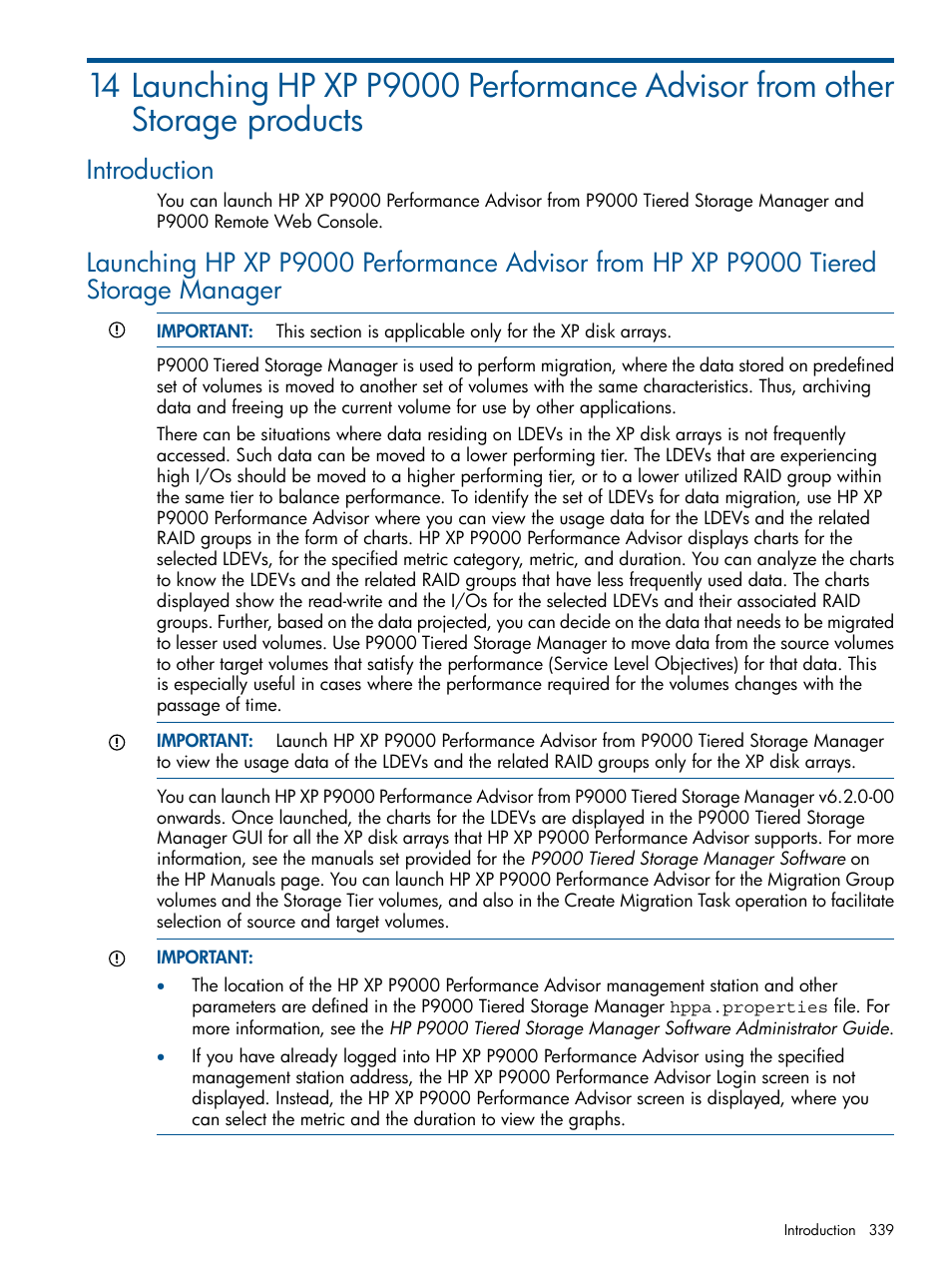 Introduction | HP XP Performance Advisor Software User Manual | Page 339 / 417