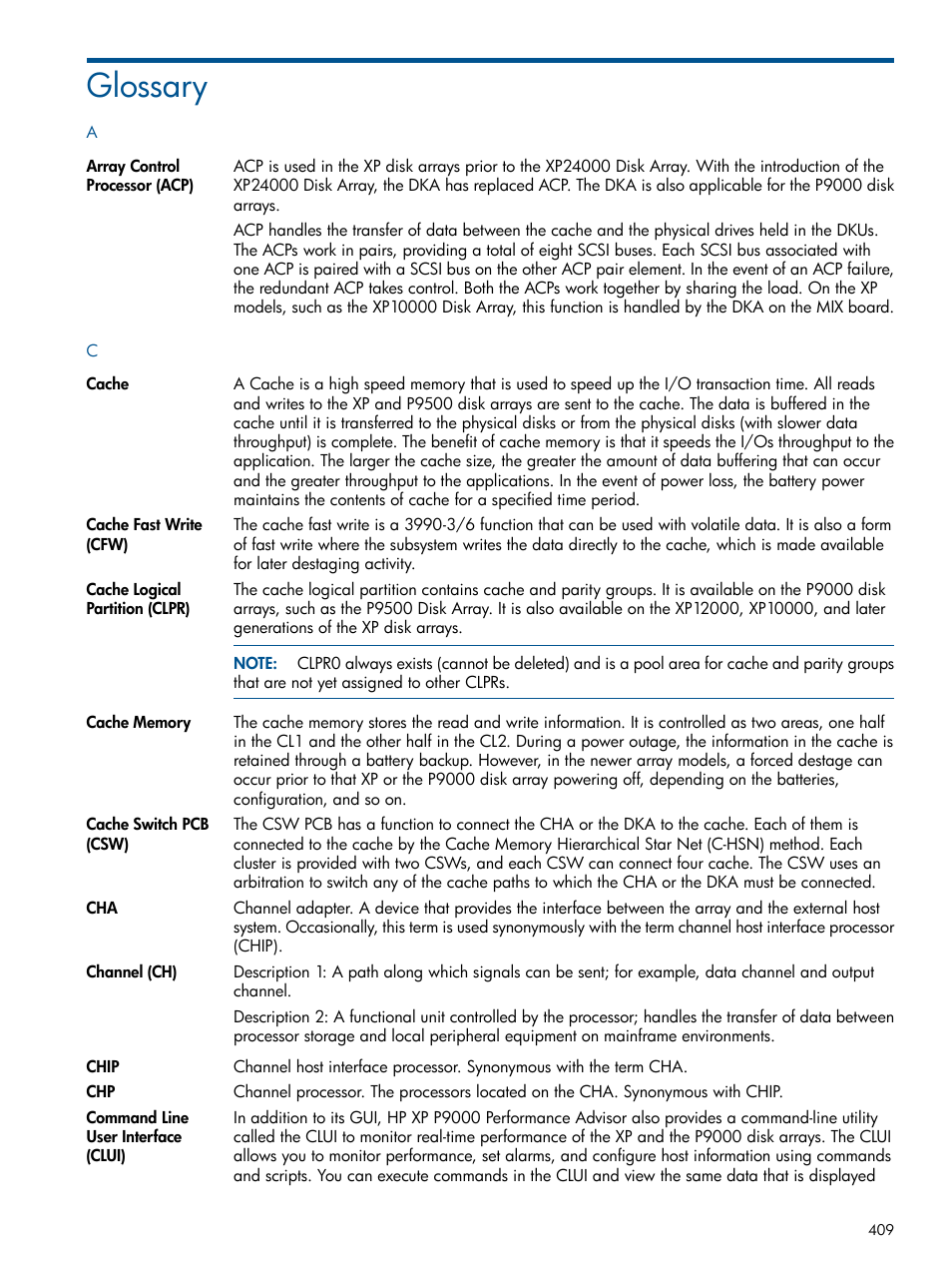 Glossary | HP XP Performance Advisor Software User Manual | Page 409 / 417
