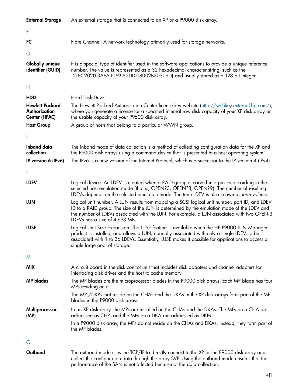 HP XP Performance Advisor Software User Manual | Page 411 / 417