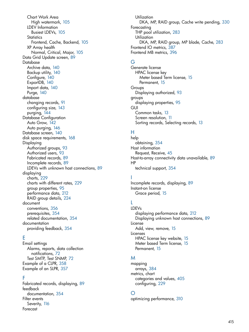 HP XP Performance Advisor Software User Manual | Page 415 / 417