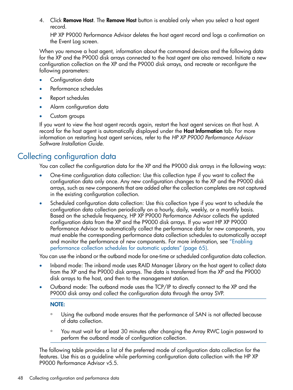 Collecting configuration data | HP XP Performance Advisor Software User Manual | Page 48 / 417