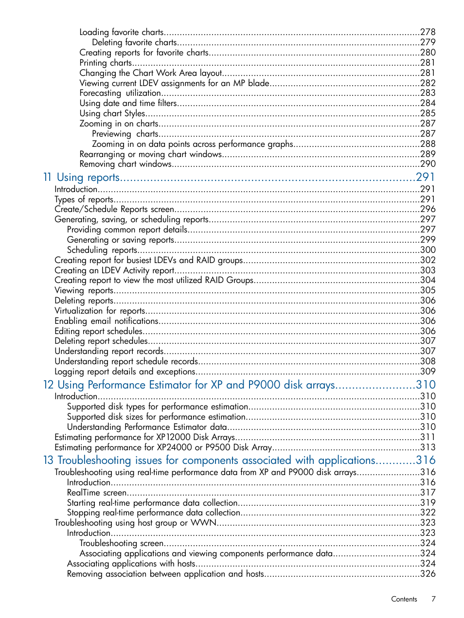 11 using reports | HP XP Performance Advisor Software User Manual | Page 7 / 417