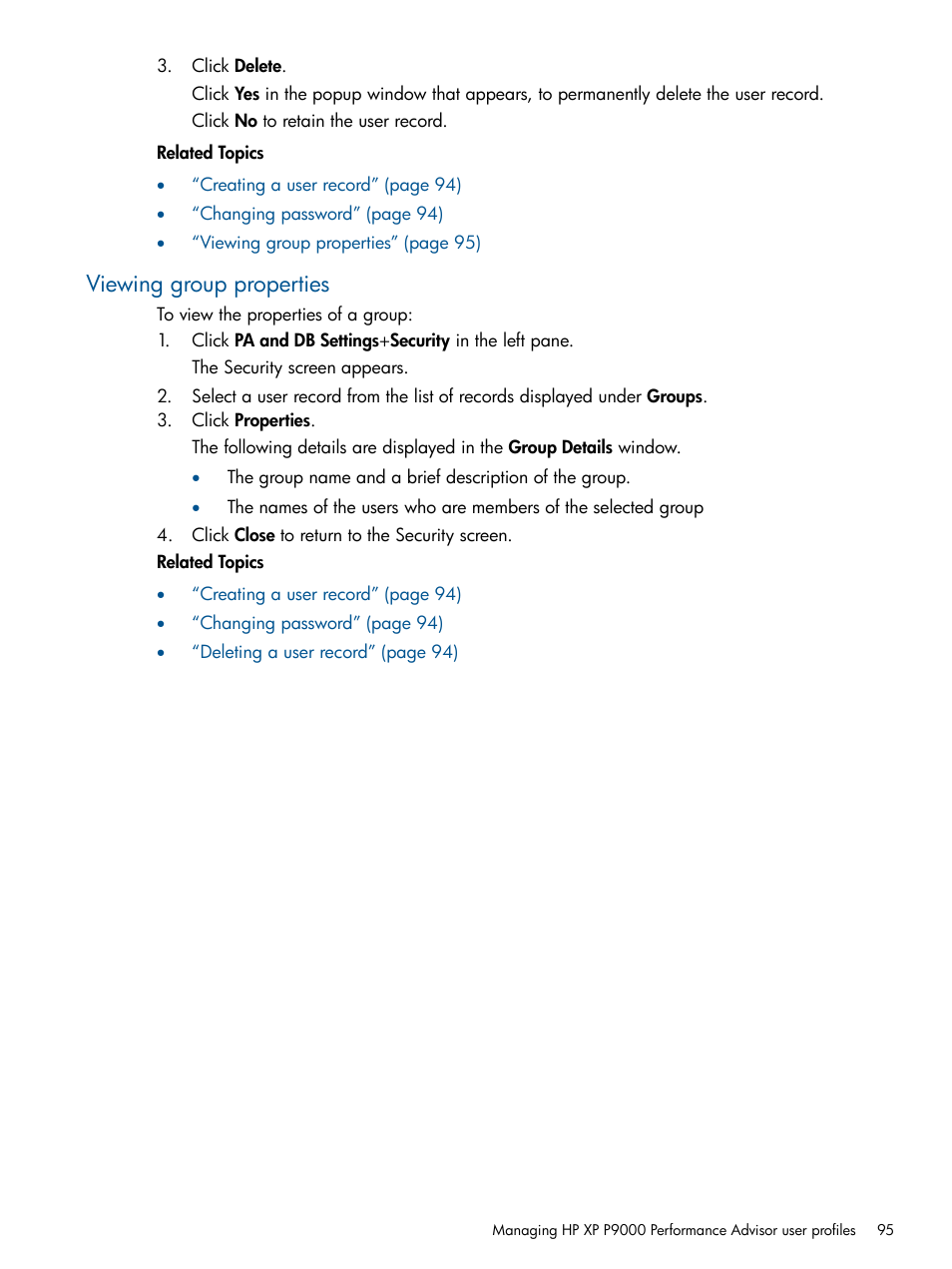 Viewing group properties | HP XP Performance Advisor Software User Manual | Page 95 / 417