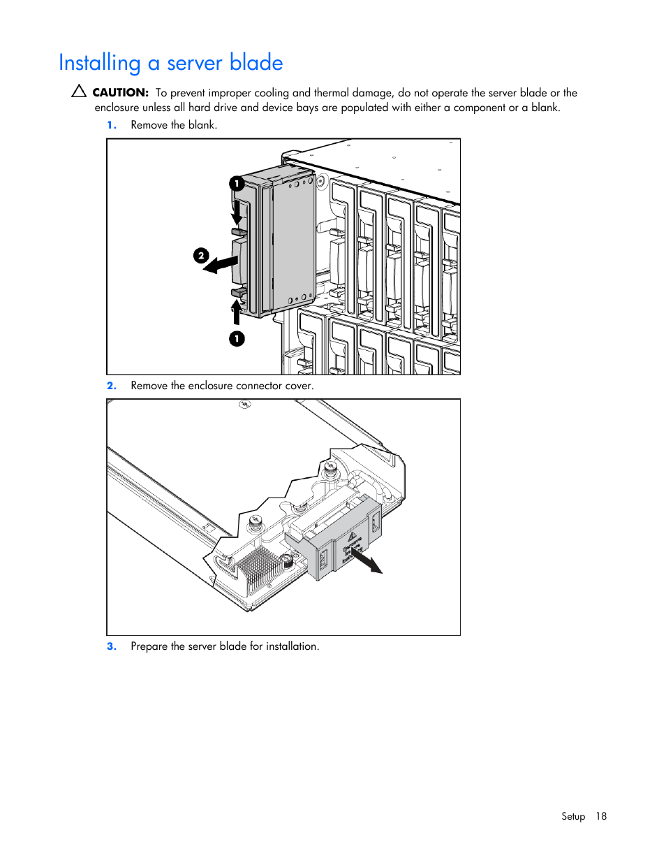 Installing a server blade | HP ProLiant xw460c Blade Workstation User Manual | Page 18 / 93