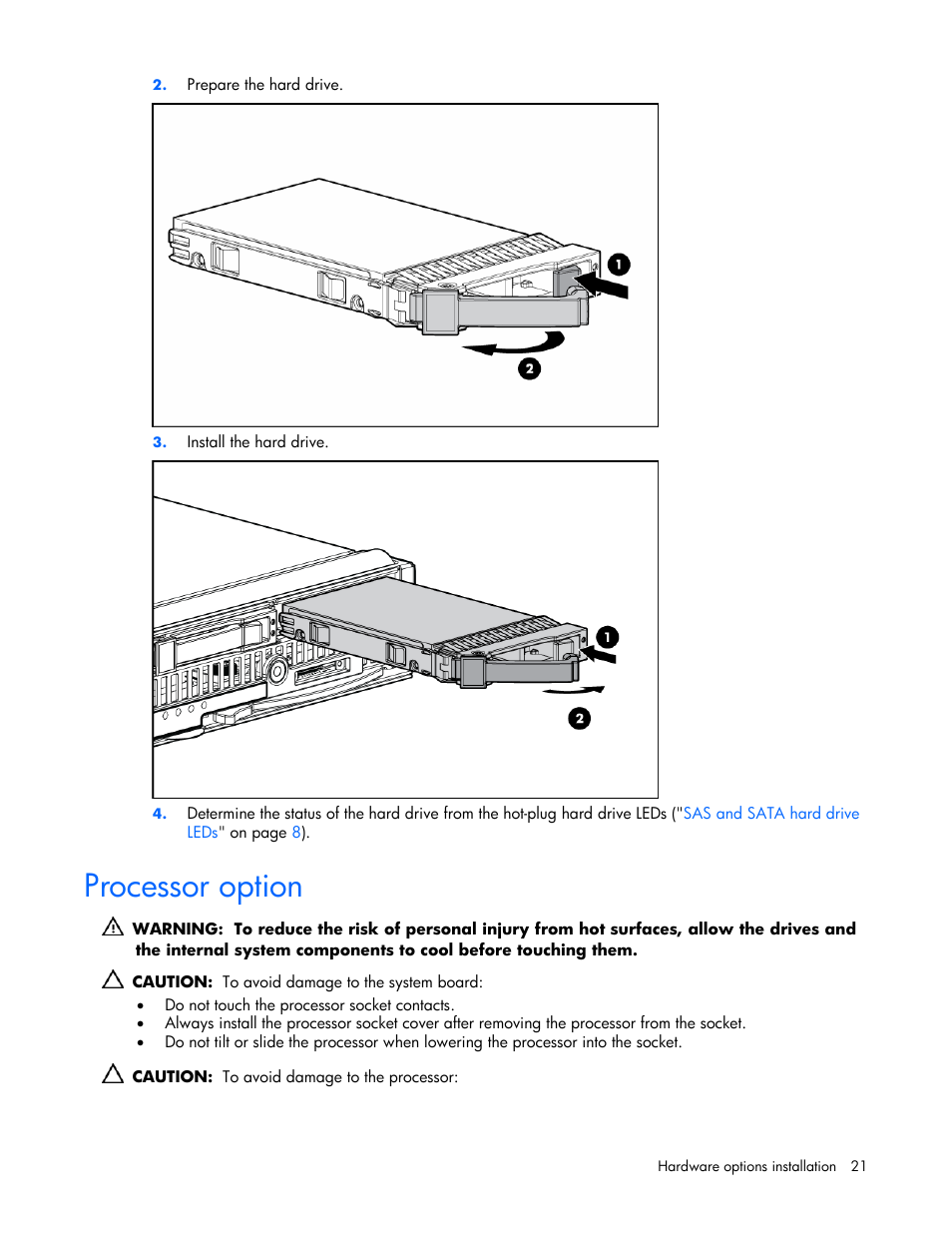 Processor option | HP ProLiant xw460c Blade Workstation User Manual | Page 21 / 93