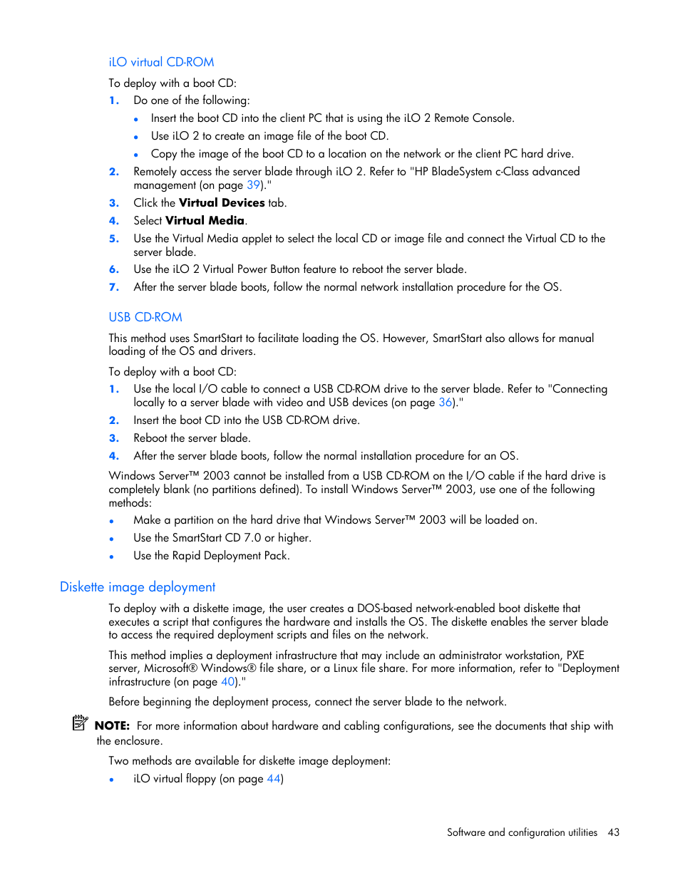 Diskette image deployment | HP ProLiant xw460c Blade Workstation User Manual | Page 43 / 93