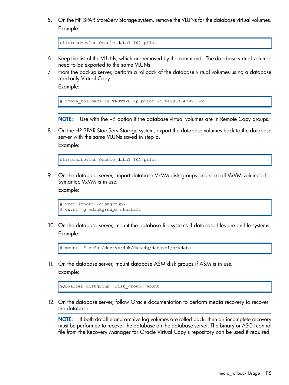 HP 3PAR Application Software Suite for Oracle User Manual | Page 115 / 215
