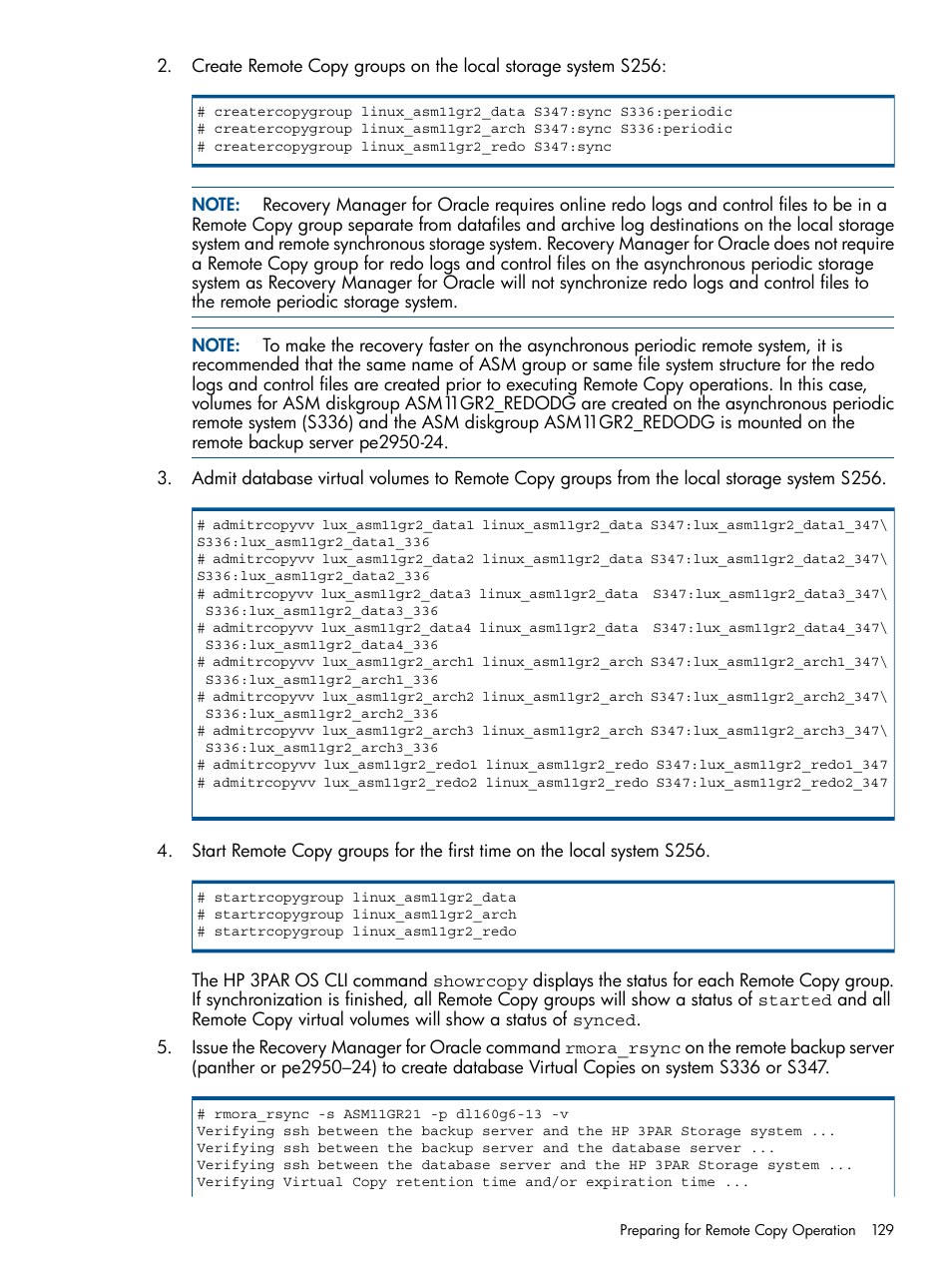 HP 3PAR Application Software Suite for Oracle User Manual | Page 129 / 215