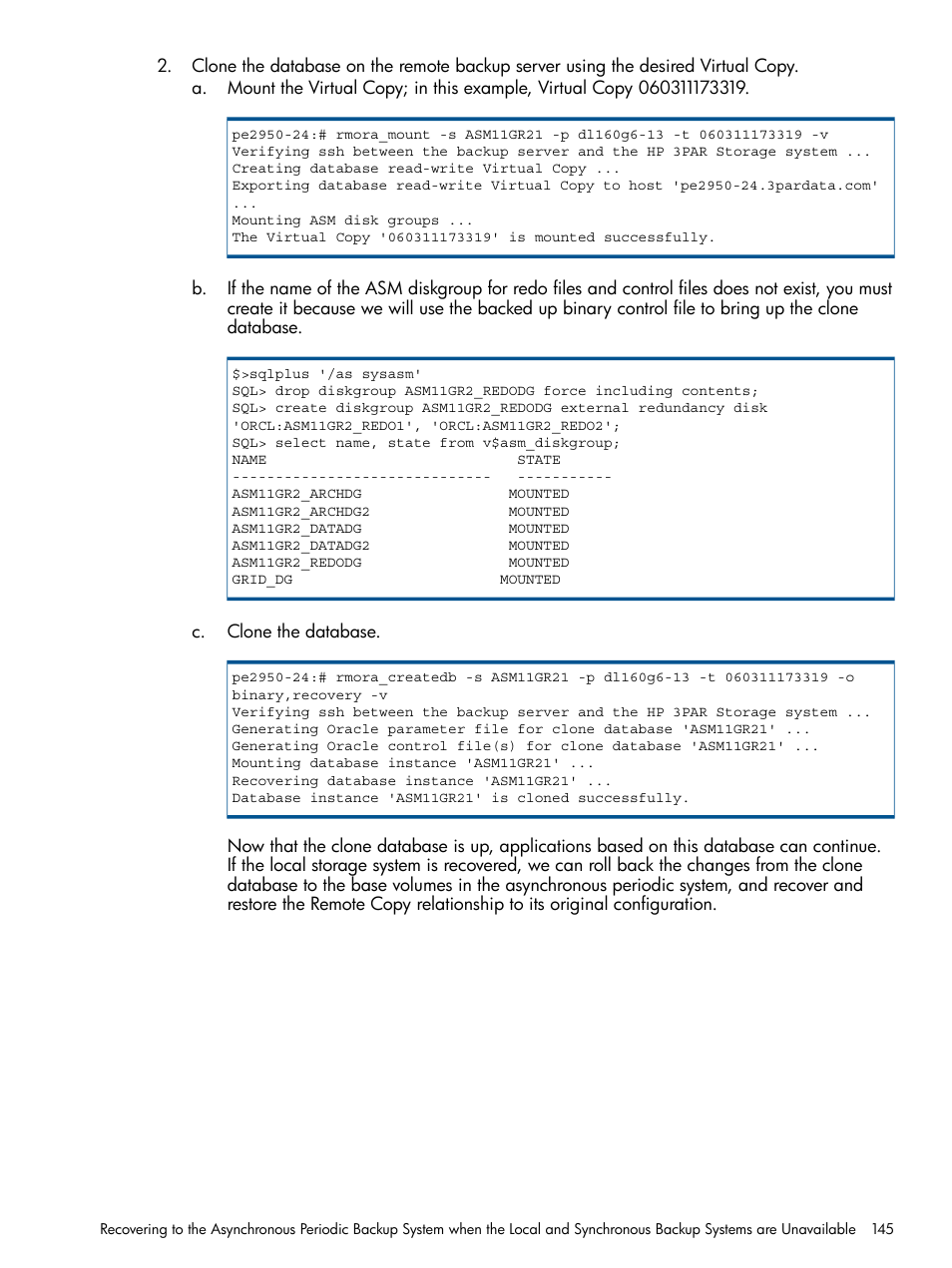 HP 3PAR Application Software Suite for Oracle User Manual | Page 145 / 215