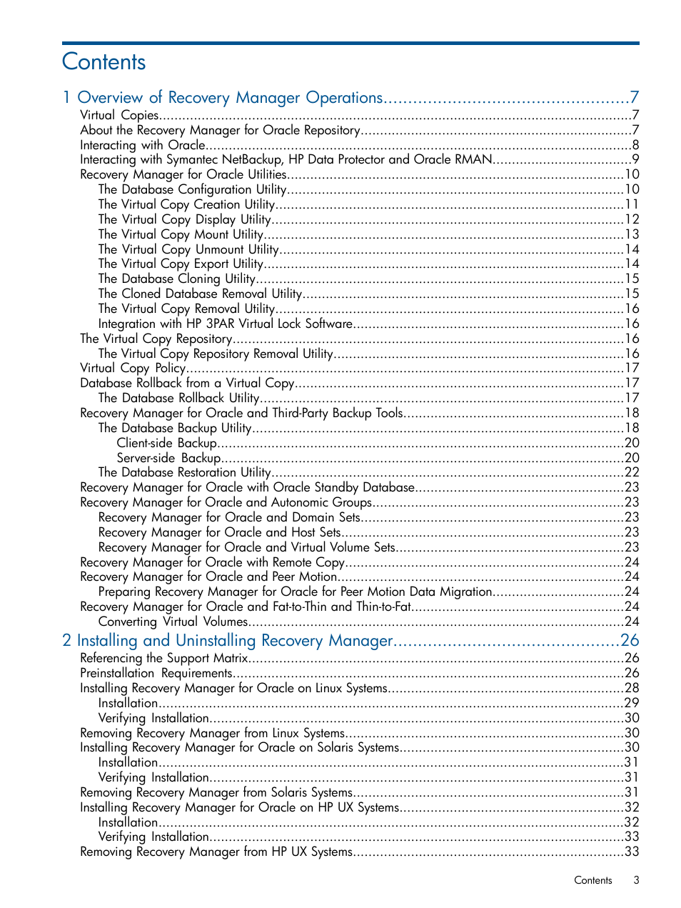 HP 3PAR Application Software Suite for Oracle User Manual | Page 3 / 215