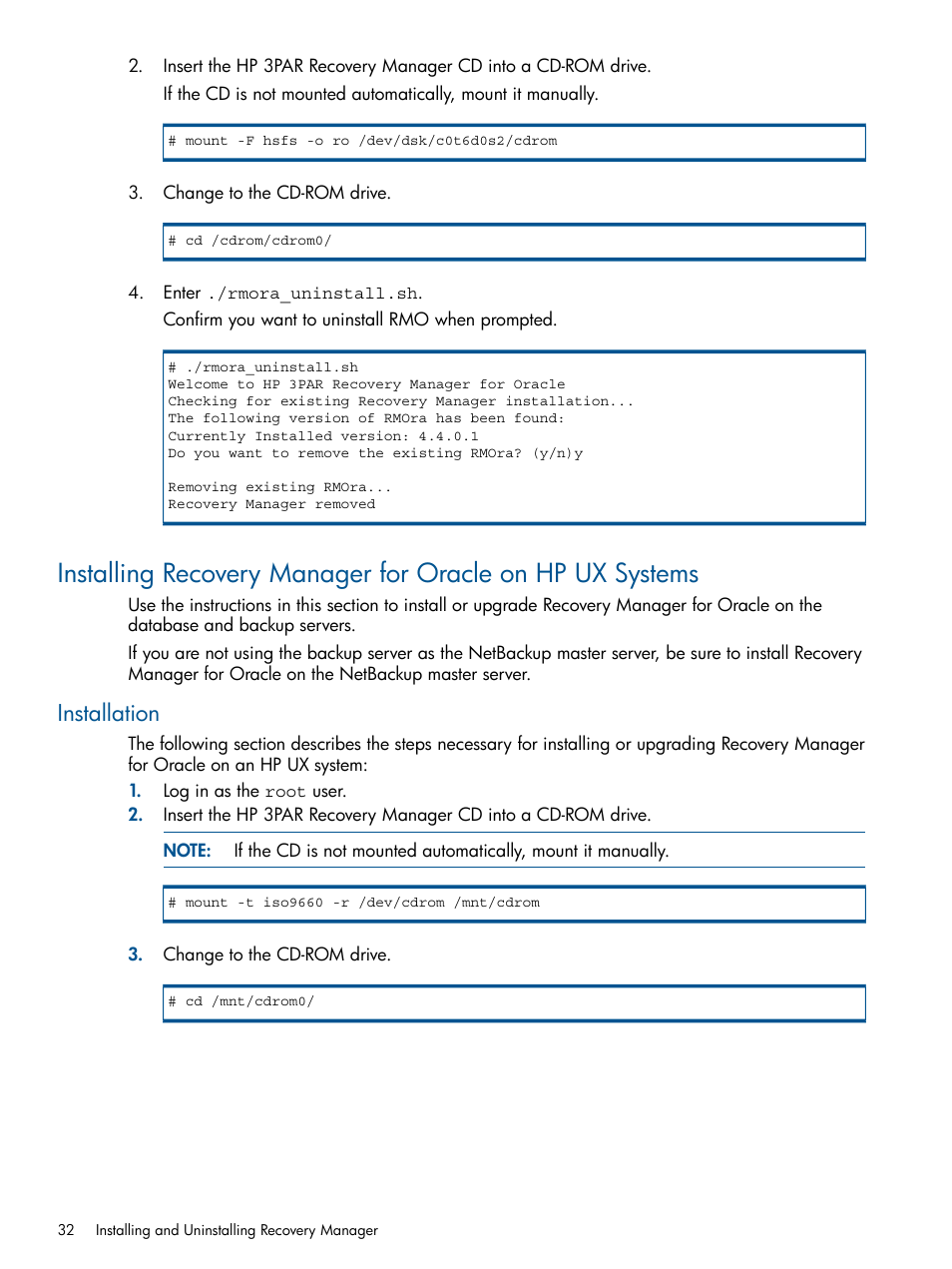 Installation | HP 3PAR Application Software Suite for Oracle User Manual | Page 32 / 215