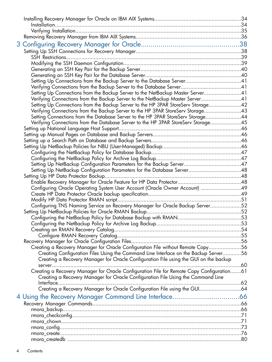 3 configuring recovery manager for oracle | HP 3PAR Application Software Suite for Oracle User Manual | Page 4 / 215