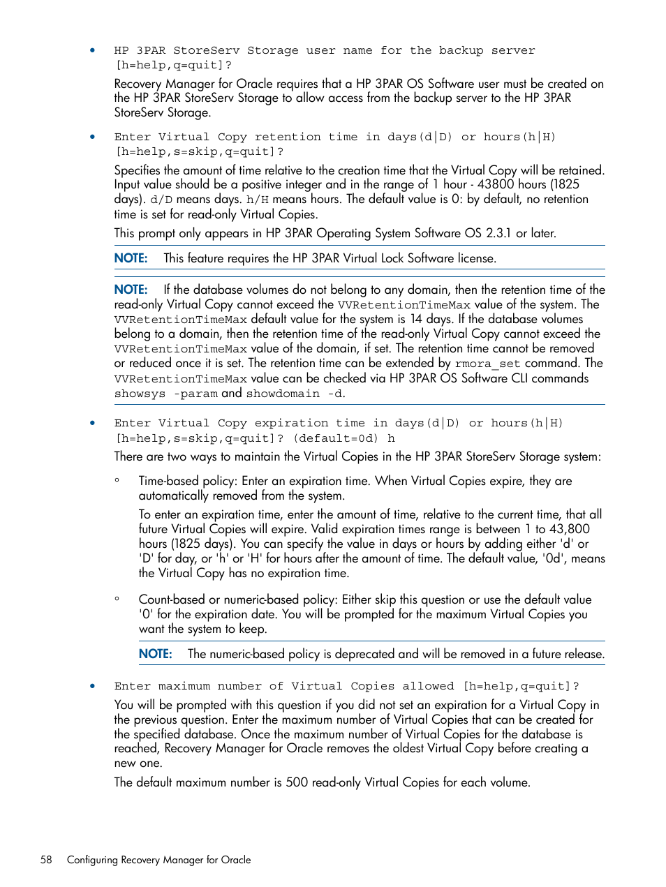 HP 3PAR Application Software Suite for Oracle User Manual | Page 58 / 215