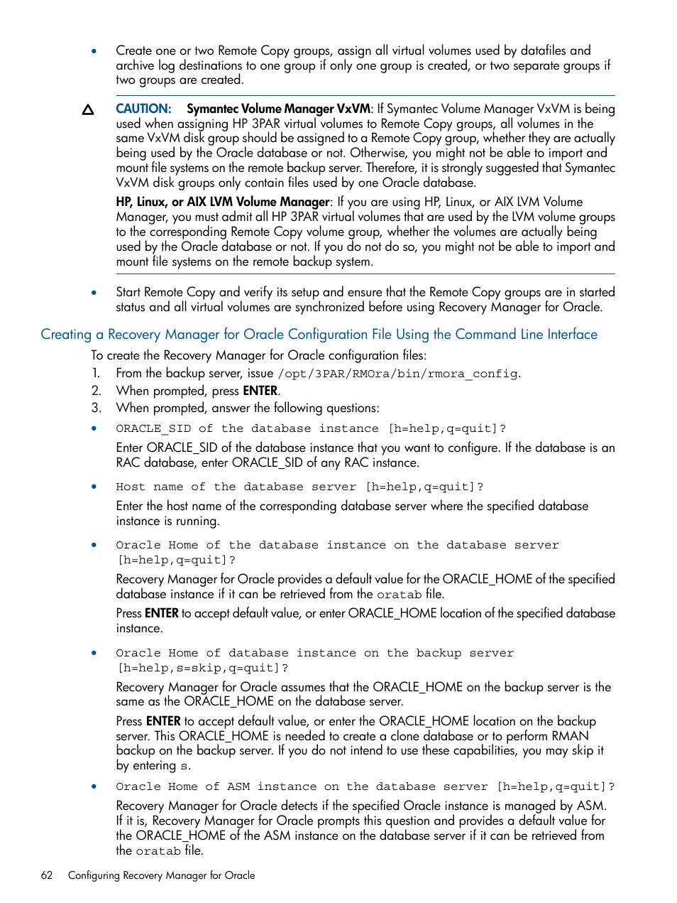 HP 3PAR Application Software Suite for Oracle User Manual | Page 62 / 215