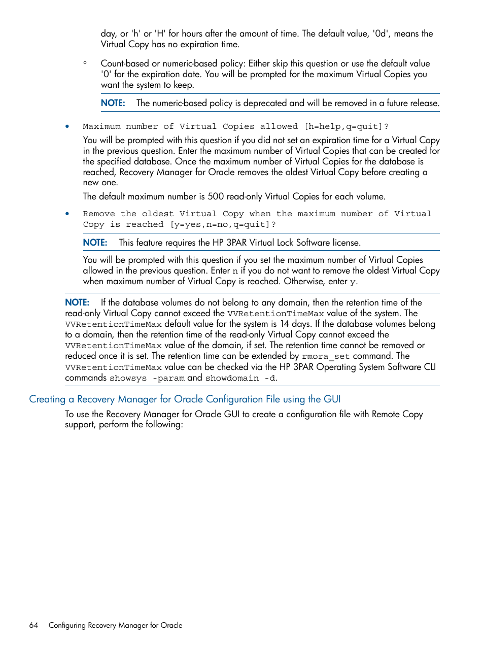 HP 3PAR Application Software Suite for Oracle User Manual | Page 64 / 215