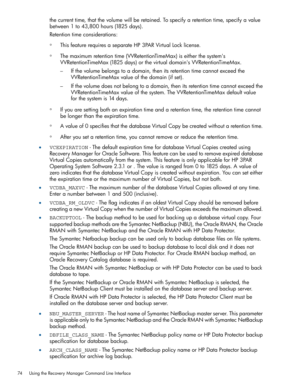 HP 3PAR Application Software Suite for Oracle User Manual | Page 74 / 215