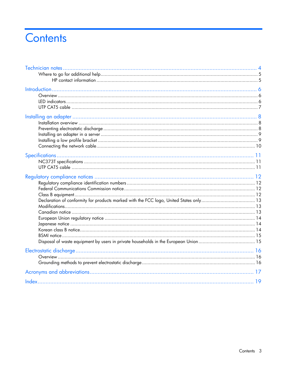 HP NC373T PCI Express Multifunction Gigabit Server Adapter User Manual | Page 3 / 19