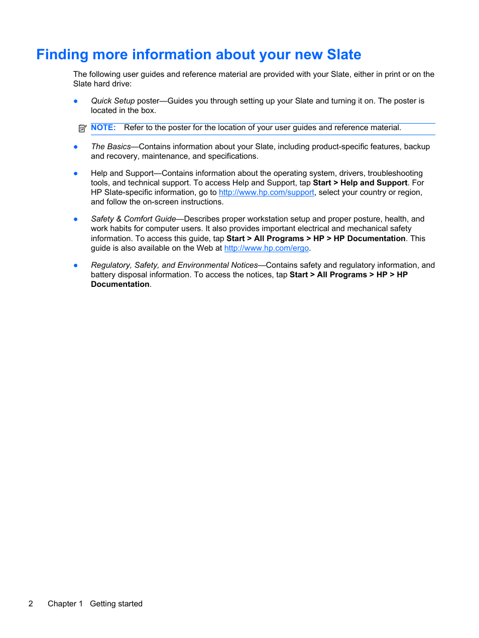 Finding more information about your new slate | HP Slate 500 Tablet PC User Manual | Page 10 / 64