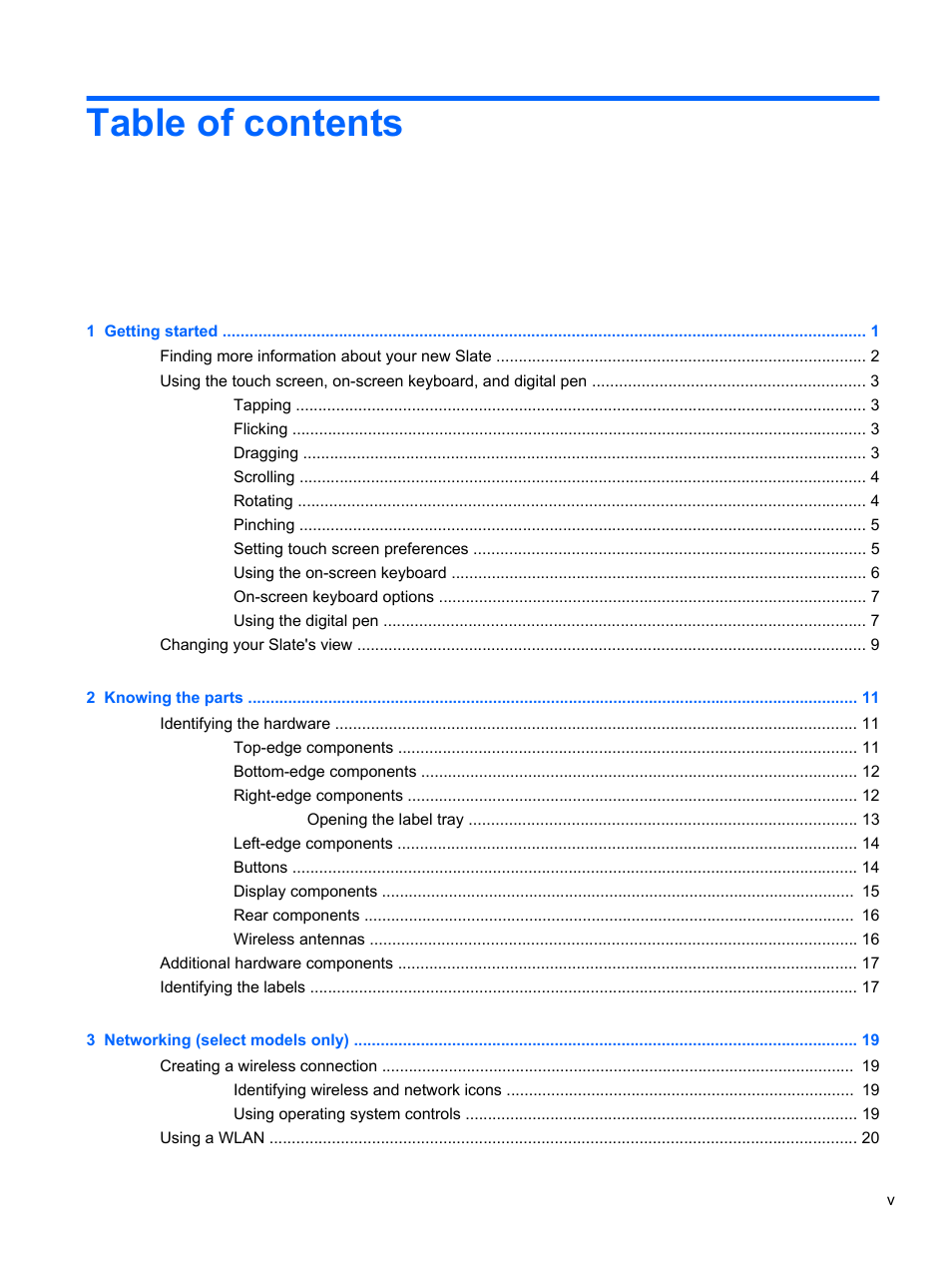 HP Slate 500 Tablet PC User Manual | Page 5 / 64
