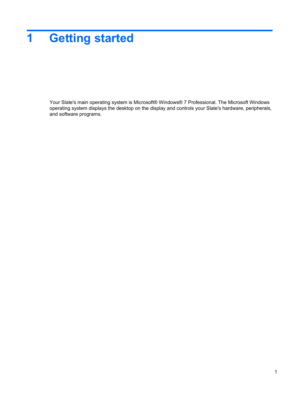 Getting started, 1 getting started, 1getting started | HP Slate 500 Tablet PC User Manual | Page 9 / 64