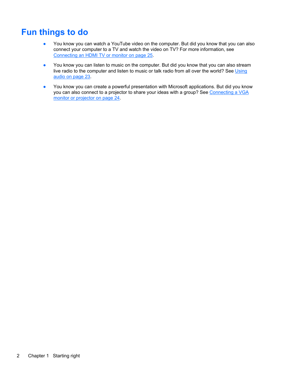 Fun things to do | HP Pavilion g6-2123us Notebook PC User Manual | Page 12 / 100