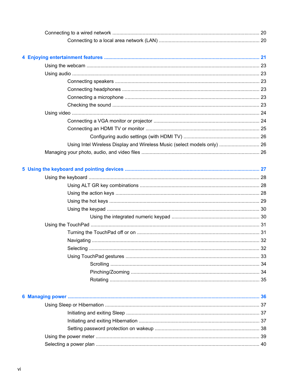 HP Pavilion g6-2123us Notebook PC User Manual | Page 6 / 100