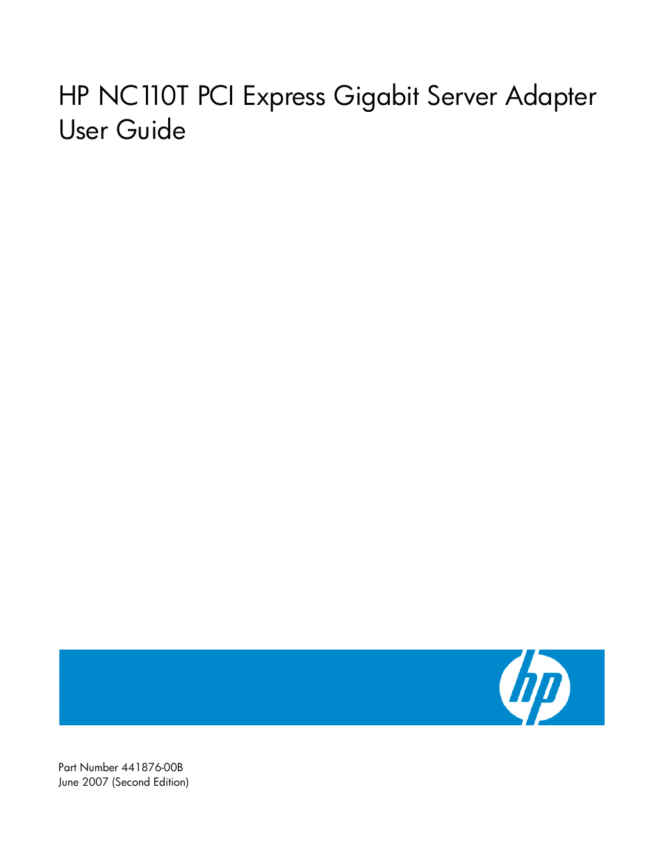 HP NC110T PCI Express Gigabit Server Adapter User Manual | 20 pages