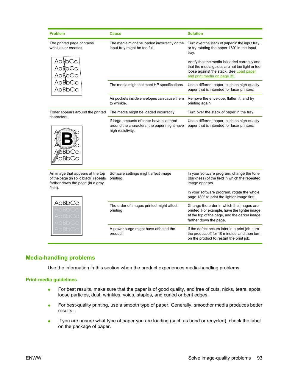 Media-handling problems, Print-media guidelines | HP LaserJet M1120 Multifunction Printer User Manual | Page 103 / 150