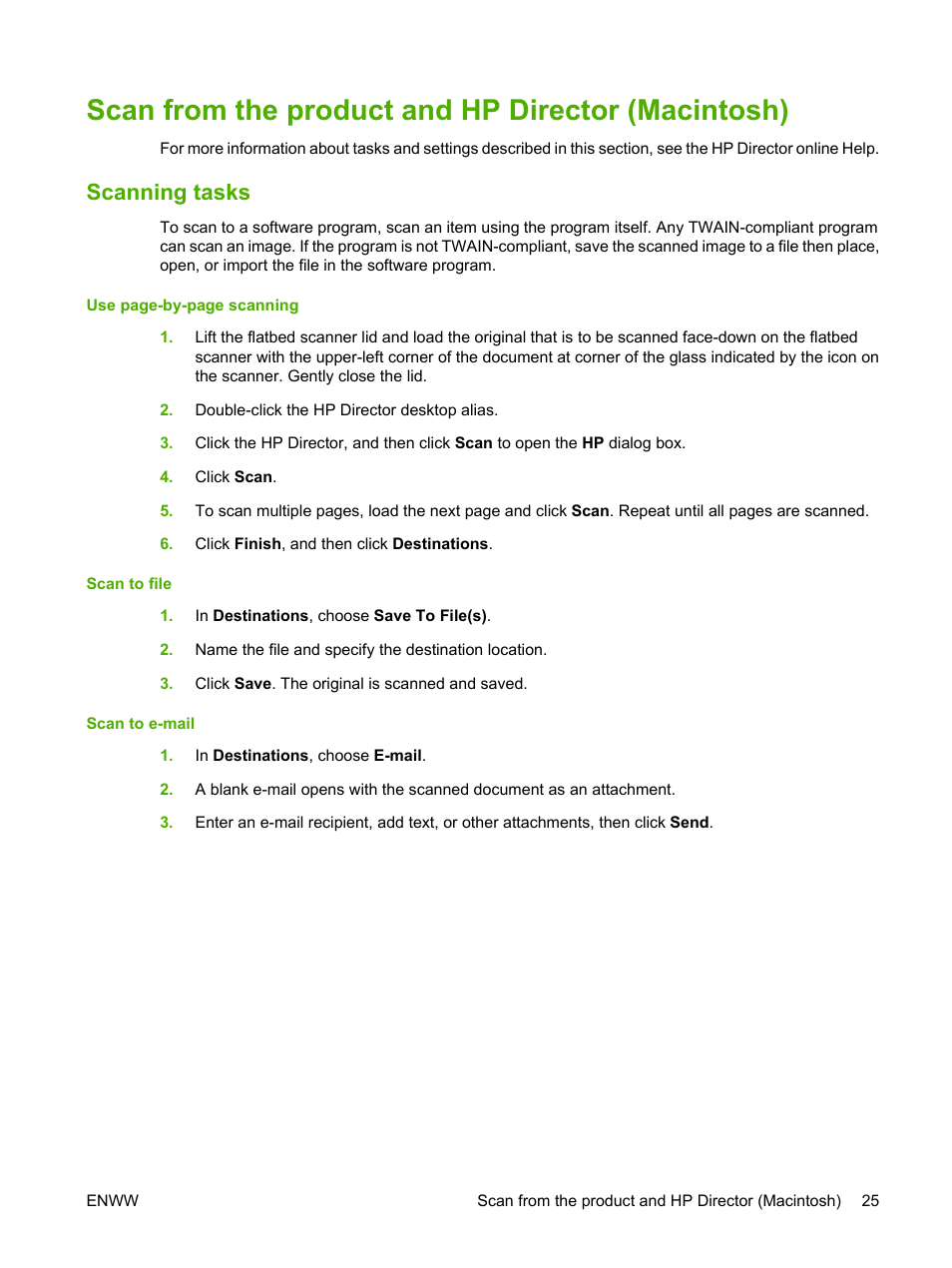 Scan from the product and hp director (macintosh), Scanning tasks | HP LaserJet M1120 Multifunction Printer User Manual | Page 35 / 150