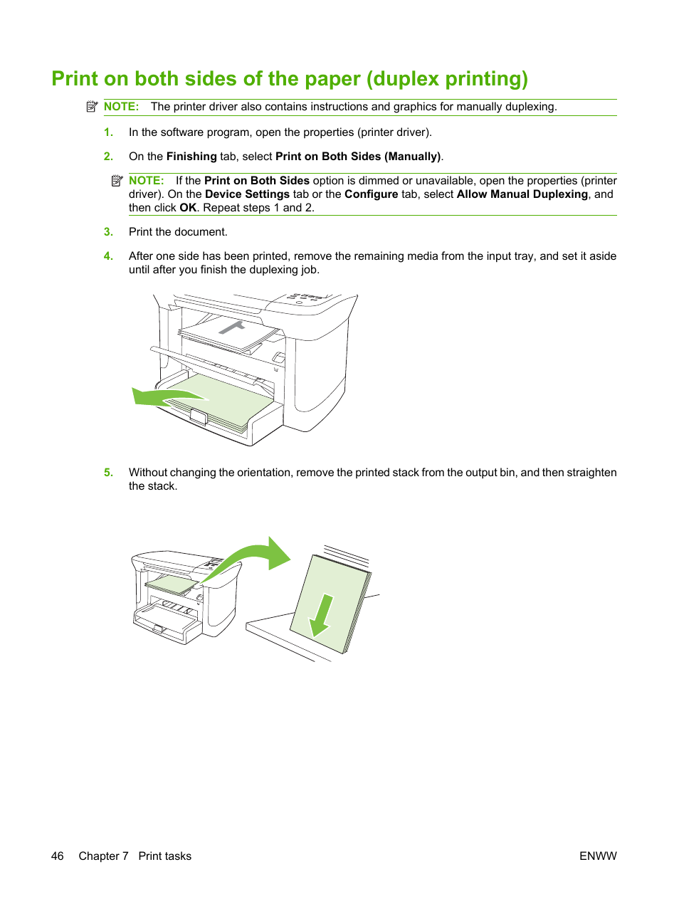 Print on both sides of the paper (duplex printing) | HP LaserJet M1120 Multifunction Printer User Manual | Page 56 / 150