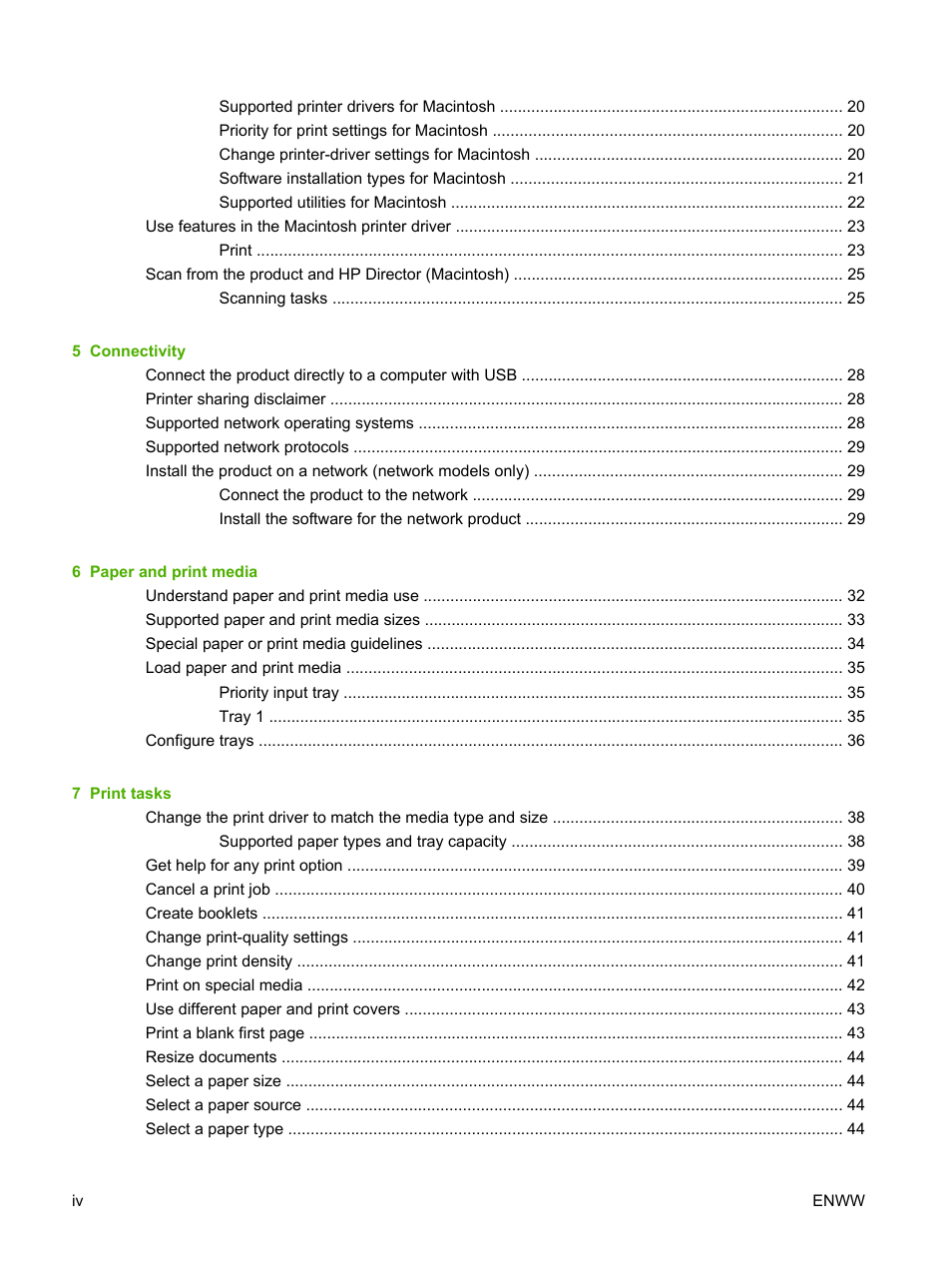 HP LaserJet M1120 Multifunction Printer User Manual | Page 6 / 150