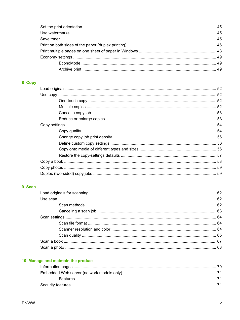 HP LaserJet M1120 Multifunction Printer User Manual | Page 7 / 150