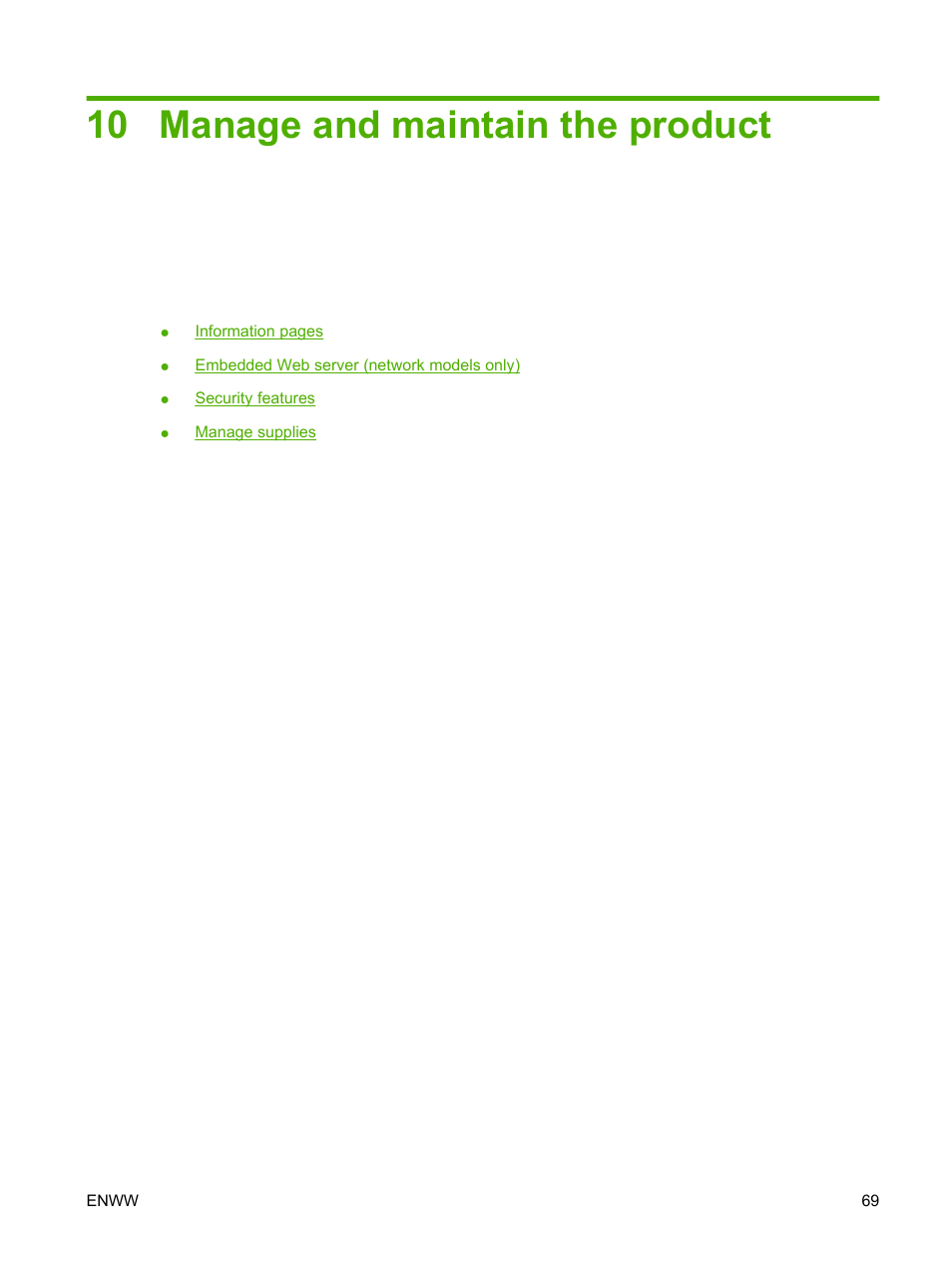 Manage and maintain the product, 10 manage and maintain the product | HP LaserJet M1120 Multifunction Printer User Manual | Page 79 / 150