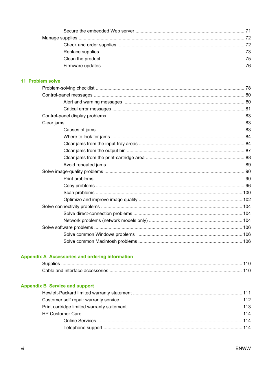 HP LaserJet M1120 Multifunction Printer User Manual | Page 8 / 150