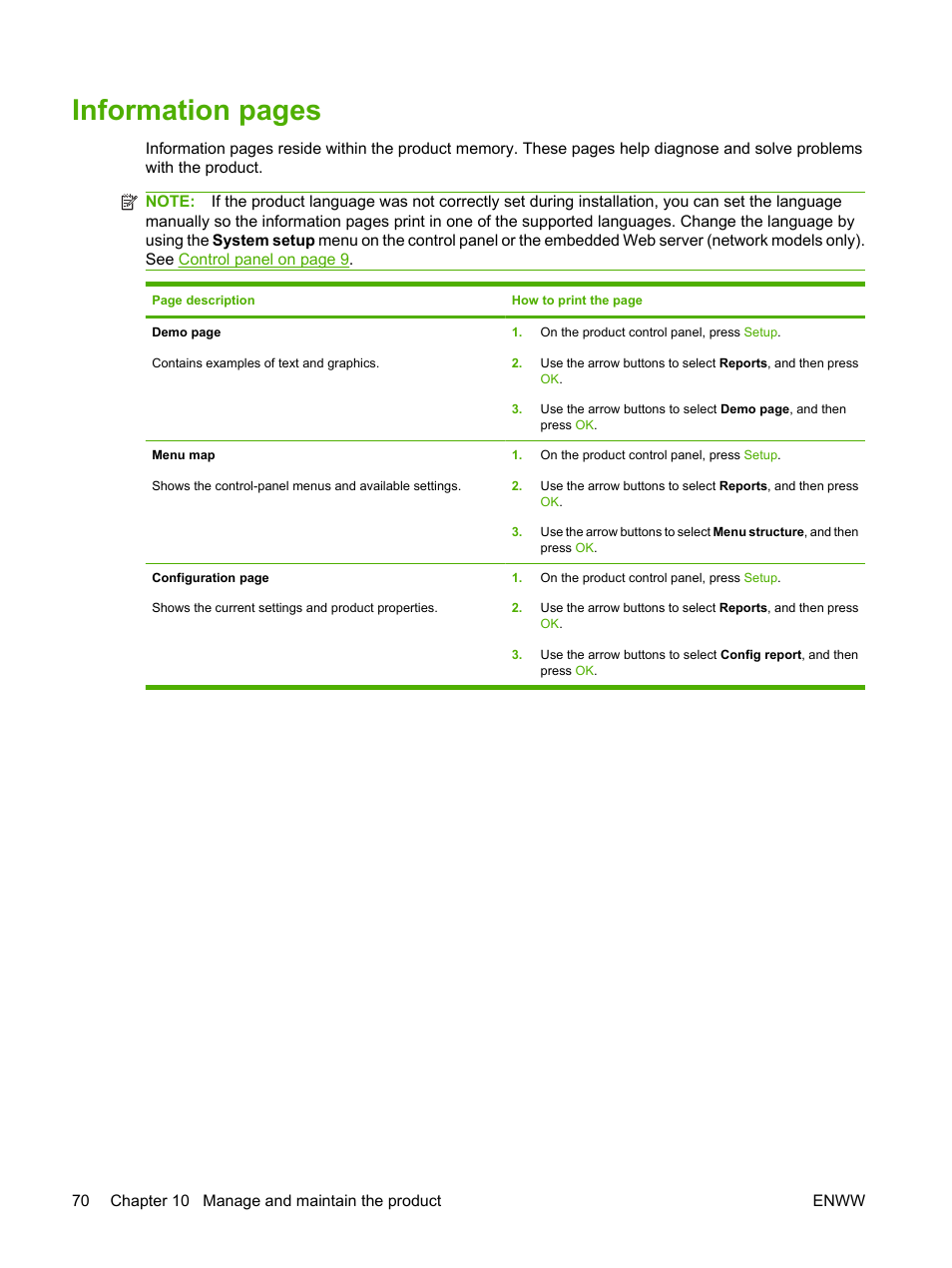 Information pages | HP LaserJet M1120 Multifunction Printer User Manual | Page 80 / 150