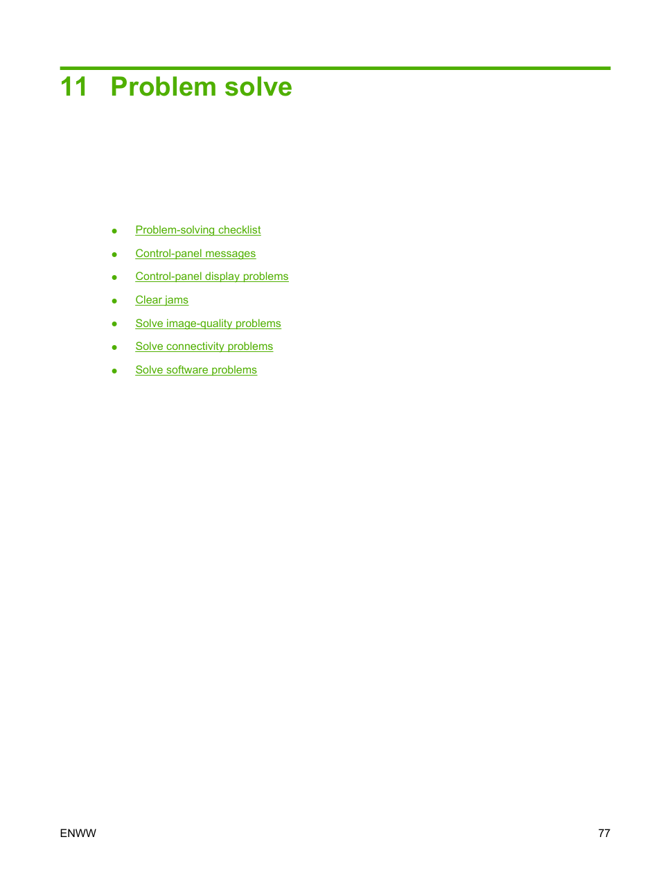 Problem solve, 11 problem solve | HP LaserJet M1120 Multifunction Printer User Manual | Page 87 / 150