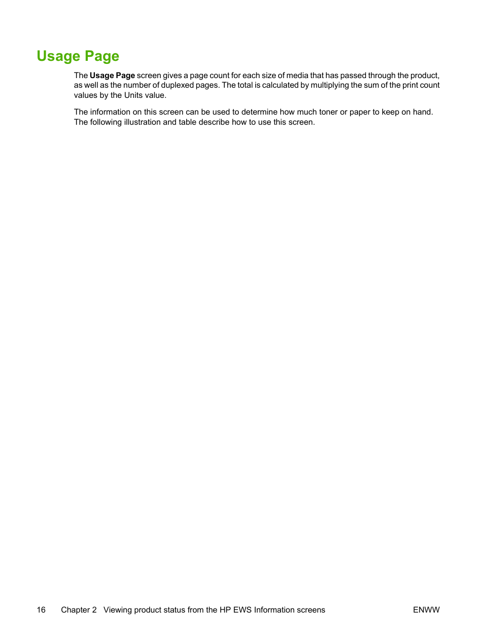 Usage page | HP LaserJet M4345 Multifunction Printer series User Manual | Page 26 / 102