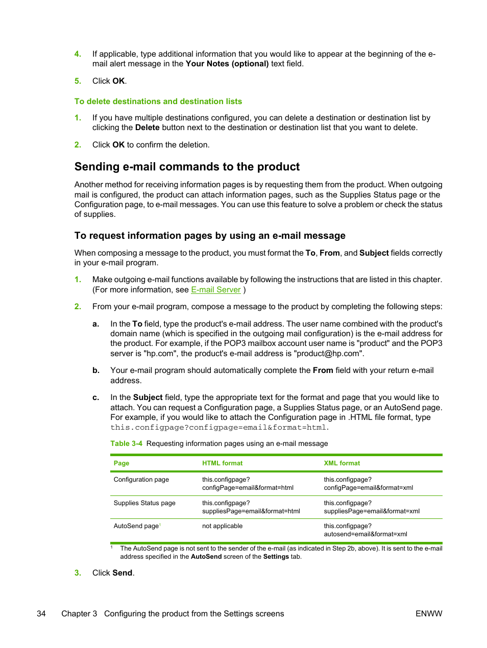 Sending e-mail commands to the product | HP LaserJet M4345 Multifunction Printer series User Manual | Page 44 / 102