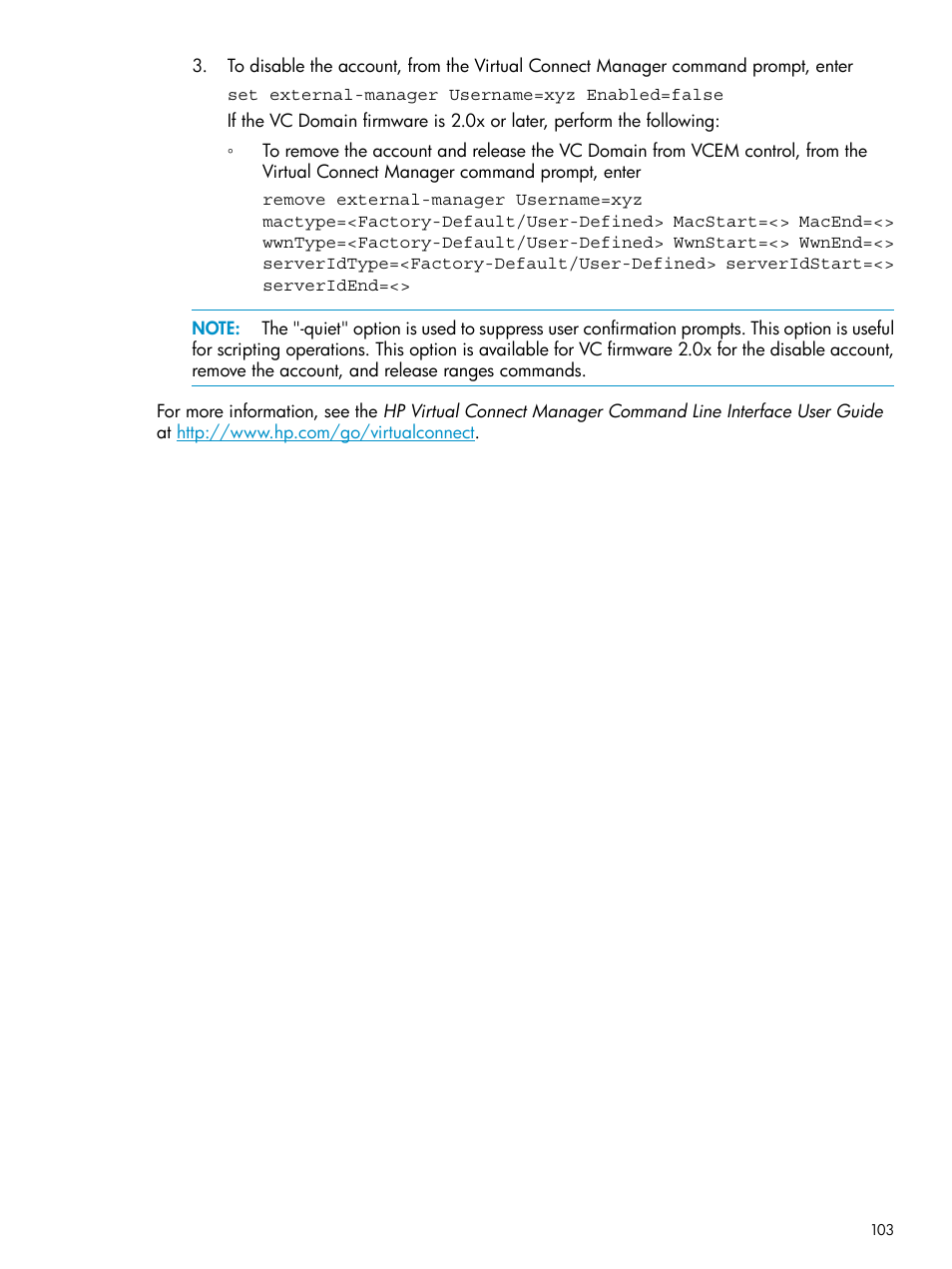 HP Virtual Connect Enterprise Manager Software User Manual | Page 103 / 136