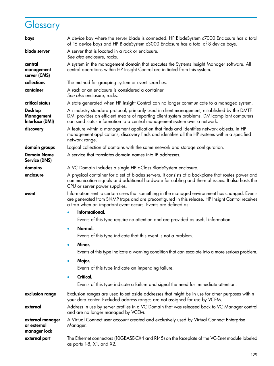 Glossary | HP Virtual Connect Enterprise Manager Software User Manual | Page 129 / 136