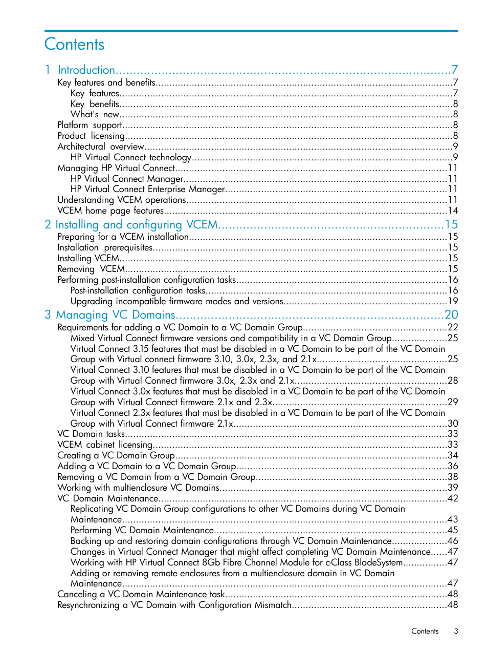 HP Virtual Connect Enterprise Manager Software User Manual | Page 3 / 136