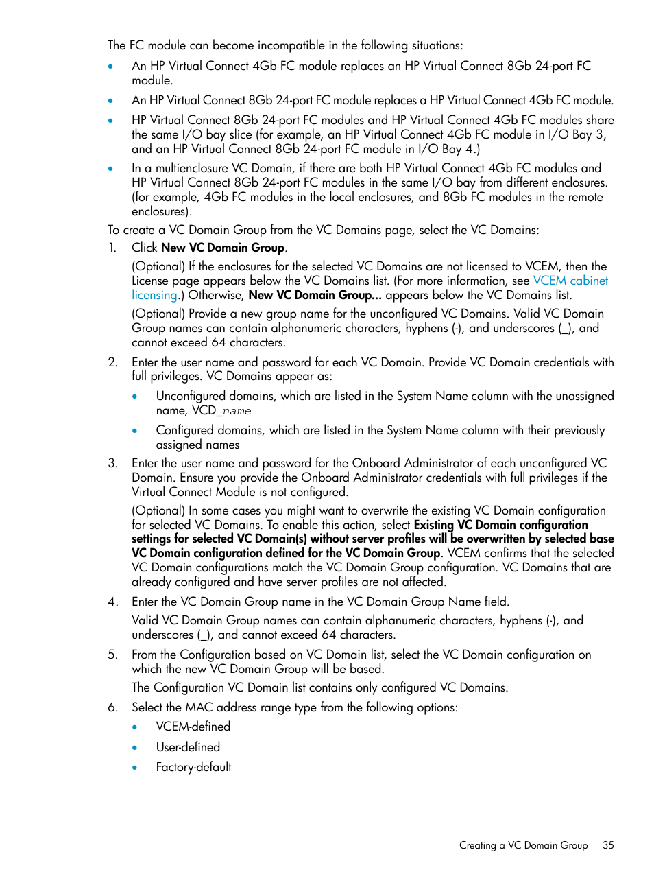 HP Virtual Connect Enterprise Manager Software User Manual | Page 35 / 136