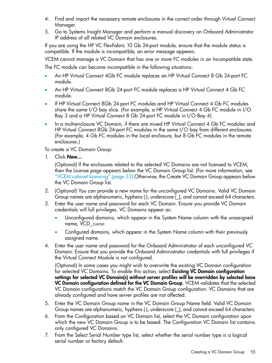 HP Virtual Connect Enterprise Manager Software User Manual | Page 55 / 136