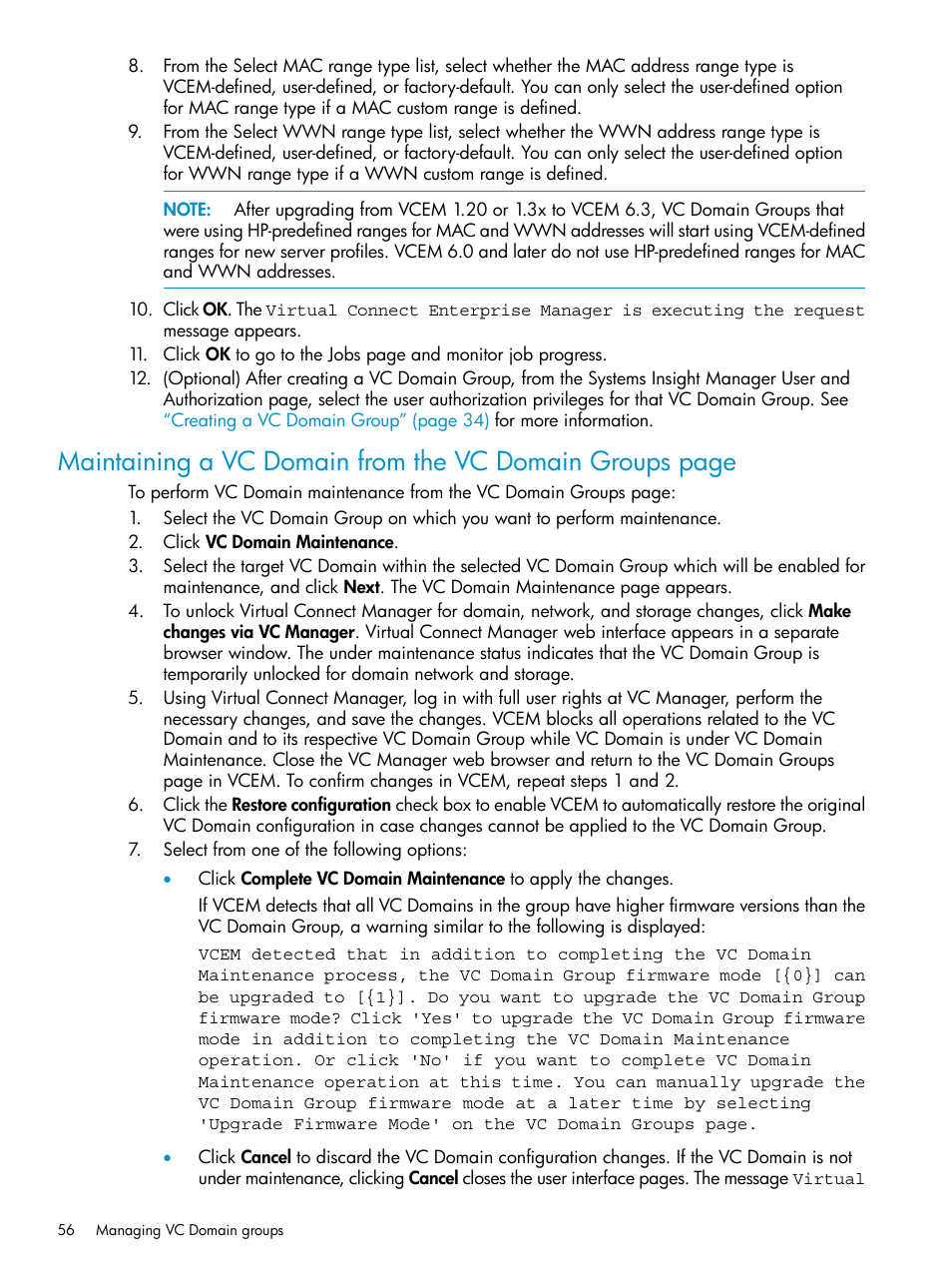 HP Virtual Connect Enterprise Manager Software User Manual | Page 56 / 136